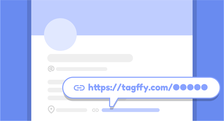 Put on URL of your Tagffy card in the profile section of social networking sites